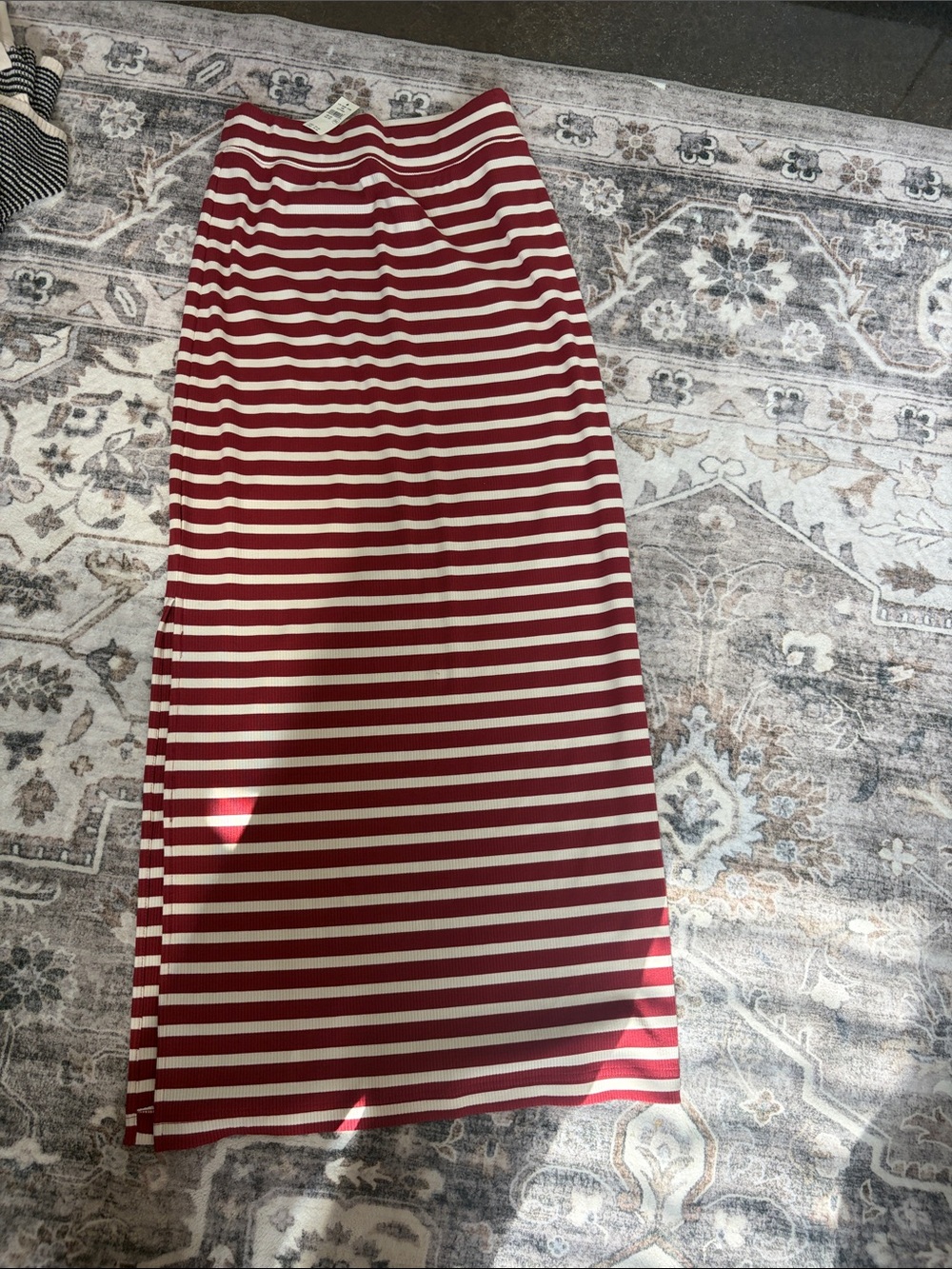 aerie Red and Cream Striped Maxi Skirt